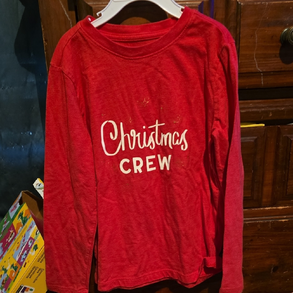 !!.               Girls S(6/7)  Long Sleeve Red Christmas Crew Shirt